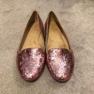 Kate Spade Pink Glitter Loafers 8.5